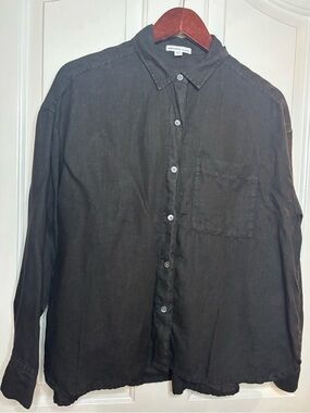 EUC James Perse Womens Black Linen Button-Up Shirt size 1/S